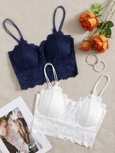 Multicolor Romantic-French Collar  Fabric Plain  Embellished Slight Stretch  Women Bras Lace Bra And Under Set, Lacey Bra, Cute Bra, Lace Bras, Women Bras, Pretty Bras, Lace Bra Set, Bra Pattern, Cute Bras