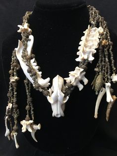 "Necklace ~ Bone, Claws, Teeth, Mixing the Vodo up ! Power of the Tribal Goddess, Fusion. Tribal Inspiration. Artist: Teresa Bradford Length: 19\" Such the Mix of Energy, Tribal Fusion You deserve to know about my fabulous Treasure chest Modern Tribal Jewelry, Statement Piece Jewelry, Art to Wear Jewelry, Fantastic Fine Leather Beaded Handbags, an array of treasures for the traveler and mystic within, photographs of the splendor of the Carmel / Big Sur Coastline, clothing, textiles, and gifts. A Statement Piece Jewelry, Forest Walk, Bone Crafts, Vulture Culture, Bone Art, Bone Necklace, Bone Jewelry, Pacific Grove, Animal Bones