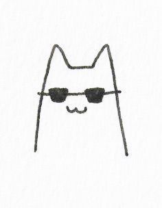 a drawing of a cat wearing sunglasses