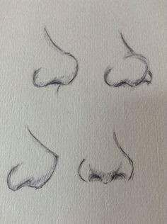 four different stages of drawing the nose