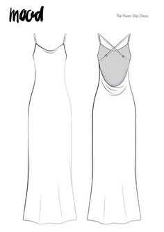 the front and back view of an evening gown