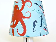 an octopus and seahorse print lamp shade