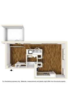 the floor plan for a two bedroom apartment with an attached kitchen and living room area