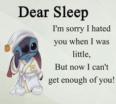 an image of a cartoon character saying dear sleep