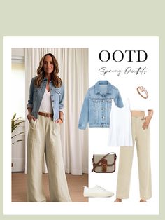 Oatmeal Wide Leg Pants Outfit, Wide Leg Sailor Pants, Women’s Buisness Casual, Straight Leg Pants Outfits, Travel Pant, Wide Leg Travel Outfit, Wide Leg Beige Pants, Beige Pants Fall Outfit, How To Style Wide Leg Khaki Pants