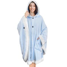 Be cozy in style and warmth with our Angel Throw Wrap blanket with pockets, hood, and sherpa trim. So soft, silky and cuddly you wont want to take it off. Perfect to lounge and relax around home, on sofa/coach, watch TV, or read. Perfect Size- One Size Fits Most. Roomy and easy to wear, just slip over your head like a poncho. Adjustable fit with button neck and bullet sleeves. Comes with 2 Pockets for cell phones, remotes, and essentials. Plush and Convenient - Made from Premium 240 GSM (Fleece) Shawl With Pockets, Poncho Blanket, Cape With Hood, Coach Watch, White Elephant Gifts Exchange, Blanket Poncho, Cozy Wrap, Poncho Wrap, Mint And Navy