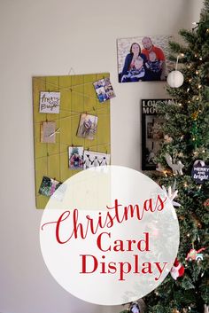 a christmas card display on a wall with the words christmas card display above it and below