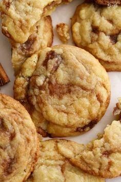 chocolate chip cookies with cinnamon on top