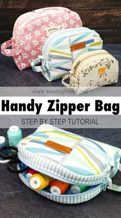 the handy zipper bag is easy to sew and can be used as a sewing project