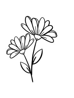 a black and white drawing of flowers on a white background