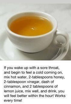 Cold Remedy Sore Throat Tea, Throat Remedies, Sore Throat Remedies, Sick Remedies, Think Food, Cold Remedies, Sore Throat, Natural Health Remedies