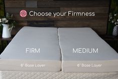 two mattresses side by side with the words choose your firmness