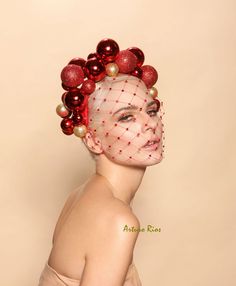 Pretty Fun Christmas headpiece made on a red satin headband with Red and Gold ornaments, red veil with Swarovski crystals. Its light and easy to wear. Fascinator comes with a hat box. Note: The real color is a deeper and brighter holiday red, The lighting at the photo studio changed the color and made it look dry/rust Please check my store where you will find other beautiful headpieces :) Thank you AR> Red Crown Headpiece For Wedding, Red Crown Headpiece For Parties, Red Crown Headpieces For Party, Festive Red Headband, Red Structured Crown Costume Hat For Wedding, Red Structured Crown Hat For Weddings, Red Structured Crown Headpiece For Wedding, Red Christmas Costume Hat For Party, Red Christmas Party Costume Hat