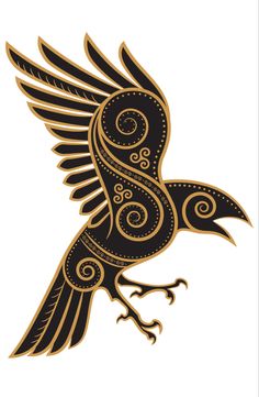 Illustration of Odin’s raven. Raven Symbol, Odin's Ravens Tattoo, Rune Vichinghe, Odin Norse Mythology, Nordic Symbols, Celtic Raven, Art Viking, Symbole Viking