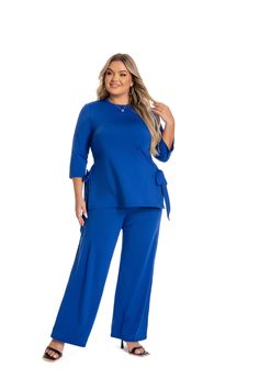 PRICES MAY VARY. High-quality Material: The 2 piece sets for women plus size is made from high-quality, skin-friendly material blended with polyester and spandex, which is both wear-resistant and wrinkle-resistant, providing you with a more comfortable and softer wearing experience. Various Occasion: Plus size casual outfits are the perfect choice for occasions such as fitness, leisure, running, jogging, athletic workouts, clubbing, casual wear, work, parties, special events, and evening outings Blue Long Sleeve Pant Set For Work, Pants For Big Belly Women, Plus Size Grandma Fashion, Two-piece Wide Leg Pant Set For Work, Petite Apple Body Shape Outfits, Plus Size Pants Outfits Dressy, Plus Size Classic Style, Elegant Office Wear Sets With Wide-leg Pants, Womens Cocktail Attire