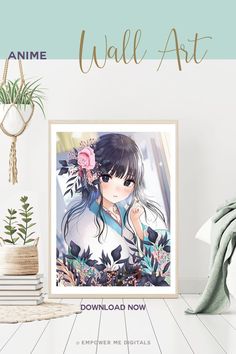 an anime poster with the words wall art on it