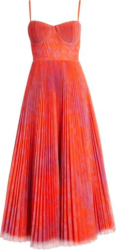 Hutch Amara Floral Bustier Pleated Fit & Flare Dress | Nordstrom 70s Inspired Wedding Guest Dress, Texas Chic Dress, Interesting Formal Outfits, Palm Beach Wedding Guest Dress, Pleated Dress Outfit Classy, Pastel Orange Dress, Orange Wedding Guest Dress, Unique Wedding Guest Dress, Wedding Guest Dresses Spring