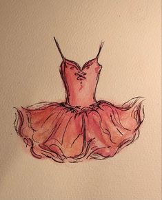 a drawing of a ballerina dress hanging on a wall