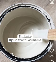 a white paint can with the words shiitake by sherwin williams on it