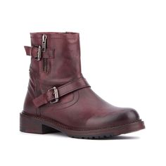 Vintage Foundry-Umay Bootie Bring a classic style touch to your layered look with the Vintage Foundry Co. Umay bootie. This strapping pair sports a duable leather design and block heel for a supportive fit underfoot. Click here for Boot Measuring Guide. Burgundy Ankle Boots For Winter, Burgundy Boots With Reinforced Heel For Fall, Casual Burgundy Boots Medium Width, Casual Ankle-high Burgundy Boots, Casual Burgundy Ankle-high Boots, Casual Burgundy Leather Boots, Burgundy Ankle-high Medium Width Boots, Cozy Slippers Boots, Shoe Size Chart Kids