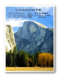 the yosemite national park poster is shown