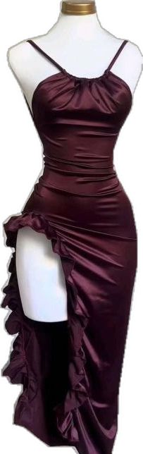 Sleeveless Satin Evening Dress For Party Season, Sleeveless Evening Dress With Satin Finish For Party, Purple Sleeveless Satin Dress, Purple Sleeveless Satin Party Dress, Purple Sleeveless Satin Dress For Party, Sleeveless Purple Satin Dress, Sleeveless Purple Satin Party Dress, Sleeveless Satin Dress For Formal Party, Fitted Sleeveless Satin Dress For Prom