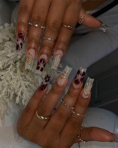 Fall Nails With Stones, Short Acrylic Thanksgiving Nails, November Birthday Nail Ideas, Nails Acrylic Inspo Medium, Birthday Nail Set Ideas Simple, Nail Inspiration Fall 2024, Medium Length Square Nails Acrylic Fall Designs, Fall Sets Nails Short, Medium Length Nails Fall