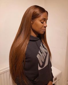 Light Brown Frontal Wig, Light Brown Wig Install, Light Brown Sew In, Light Ginger Hair Black Women, Brown Sew In, Chestnut Brown Hair On Black Women, Fall Hair Dye