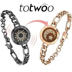 Premium Totwoo Sun and Moon Long Distance Touch Light Up&Vibrate Bracelets for Couples, Fashion Jewelry Matching Items For Couples, Long Distance Jewelry, Ella Jane, Bracelets For Couples, Couples Fashion, Distance Bracelets, Gift Box For Men, Couple Watch, Moon Bracelet