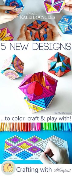 the instructions for how to make an origami box with colored paper and crayons