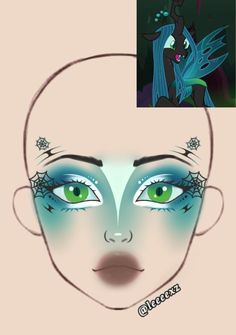 Monsterhigh Makeup Looks, Makeup Looks For Halloween, Pokemon Inspired Makeup, Frankie Makeup Monster High, Monster High Frankie Makeup, Monster High Inspired Makeup