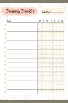 a printable cleaning checklist