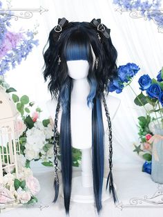 Length: 65-70 cm.  Attention: This price includes a wig only. Wig Details:Heat-resistant Synthetic Fiber Cool Wigs, Kawaii Hair, Water Hair, Blue Ombre Hair, Hairstyles Design, Fesyen Rambut, Anime Wigs, Cosplay Hair, Kawaii Hairstyles