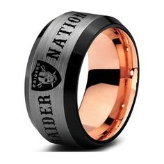 Black Wedding Band  Mens Wedding Band Mens Ring Couple Ring Set Blue Tungsten Couple Tungsten Ring His Hers Band Ring NFL Football Ring NFL Football Jewelry Sports Jewelry NFL Sports Ring Oakland Raiders Ring Oakland Raiders NFL Oakland Raide Football Jewelry, Black Wedding Band