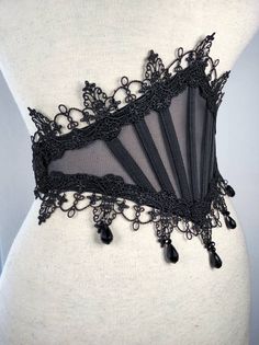 Black Lace Corset Belt, Black Lace Belt, Lace Waist Belt, Gothic Waist Belt, Black Corset Outfit Goth, Black Corset Aesthetic, Waist Corset Outfit, Gothic Belts, Gothic Sewing