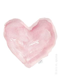 a watercolor painting of a pink heart