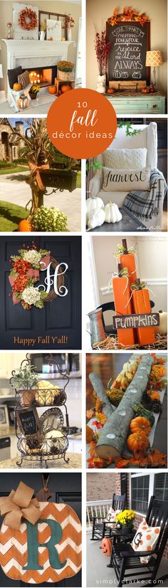 many different pictures of pumpkins and fall decorations in various styles, sizes and colors