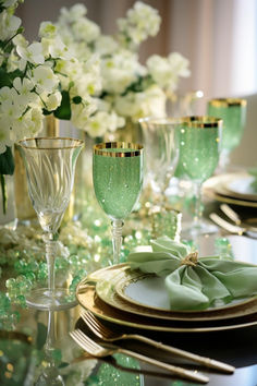 40+ Elegant St. Patrick's Day Table Decor Inspirations You Should Explore St Patrick’s Day Table Decor, Classy St Patrick’s Day Decor, Table Settings Napkins, Themed Tablescapes, Candle Table Setting, Irish Dinner, Tablescape Design, St Patricks Decorations, St Patties