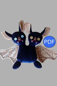 a bat stuffed animal with the word pdf on it