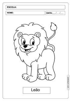 the letter e is for leo coloring page with an image of a lion on it