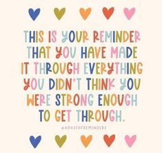 a quote that says, this is your reminder that you have made it through everything you didn't think you were strong enough