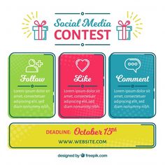 social media contest flyer with three different colors