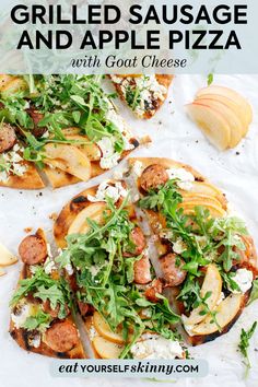 grilled sausage and apple pizza with goat cheese is an easy appetizer for any occasion