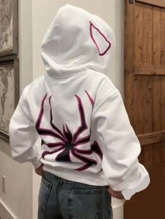 Punk Spider Print Oversized Hoodie - AnotherChill Streetwear Hoodie, Oversized Streetwear, Y2k Clothes, Estilo Punk, Hoodie Outfit, Oversized Jacket, Gothic Outfits, Pop Punk, Zip Up Hoodies