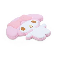 a pink and white hello kitty shaped case