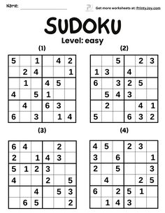 Easy Sudoku for Kids Free Printable 6×6 Easy Sudoku Printable, Logic Puzzles For Kids Free Printable, Soduko Printable Easy, Math Sudoku, Sudoku 4x4, Printable Sudoku Puzzles, Sudoku Easy, Sudoku Printable, Sudoku For Kids