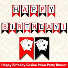 happy birthday casino poker party banner