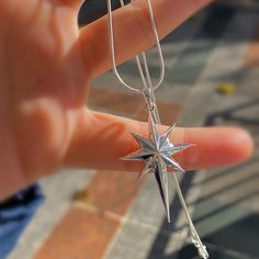 It is 925 sterling silver     Price is for 1 necklace     50 cm chain     The pole star is 3.5 cm by 2.5 cm     product weight is 5.25 grams North Star Necklace, Pole Star, Antique Shop, Silver Prices, North Star, Antique Shops, Star Necklace, Last Minute Gifts, Favorite Jewelry