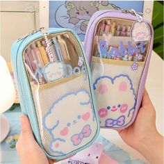 PRICES MAY VARY. Material:Water proof pvc transparent material and canvas. Our cute pouch is durable and lightweight. Dimension(L*W*H):21cm/8.3 inch * 4cm/1.6 inch*13cm/5.1 inch Kawaii Anime Pattern: Our pencil pouch has kawaii bunny, bear, puppy pattern, aesthetic fairy color and a kawaii bear/bunny/bear pendant for free! Large Pencil Pouch: Our aesthetic pouch can hold over 60 pens! It has 5 layer bag for all your stationary including pens highlighters memo pad sticker calculator and so on. It Pencil Case Aesthetic, Kawaii Pencil Case, Cute Pencil Pouches, Kawaii Pencil, School Pouch, Pencil Cases For Girls, Large Pencil Case, Chat Kawaii, Cute Stationary School Supplies