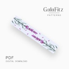 an image of a needled bracelet with flowers and leaves on the side, in white background